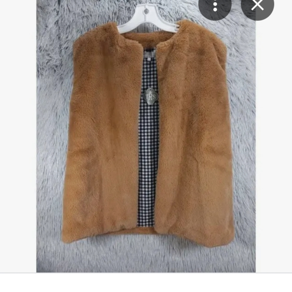 The Royal Standard Vest Womans XL Brown Fuax Fur Quilted Lined Open Front